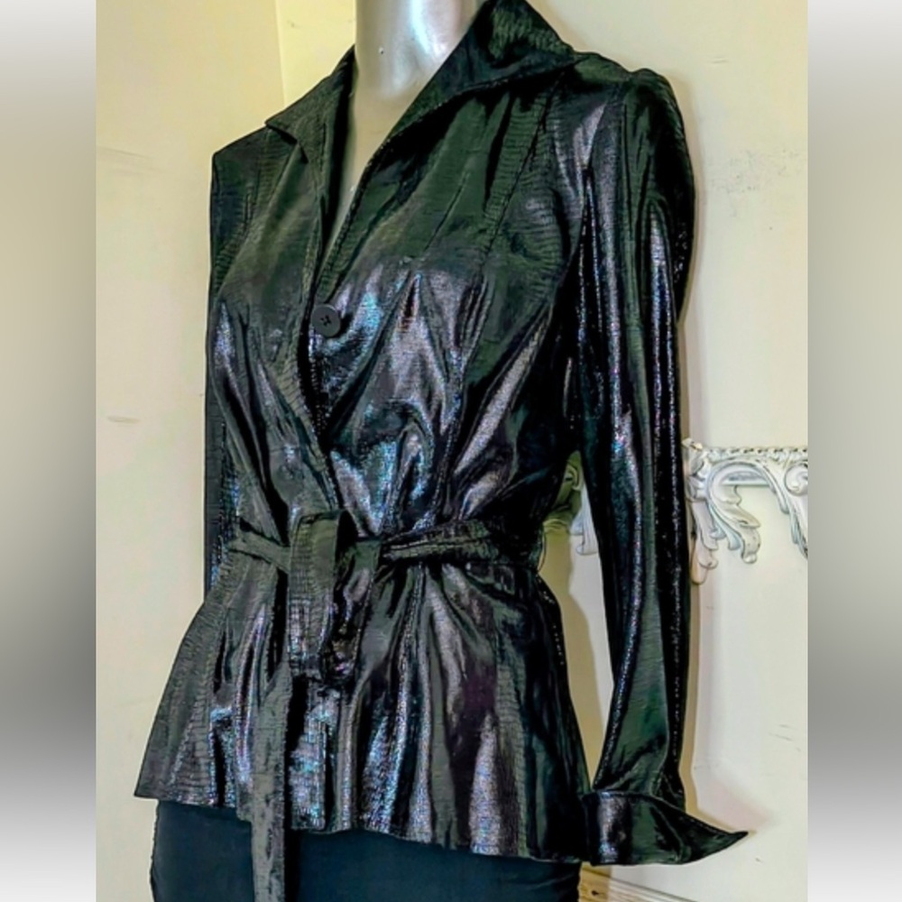 Lafayette 148 New York embossed belted leather jacket
